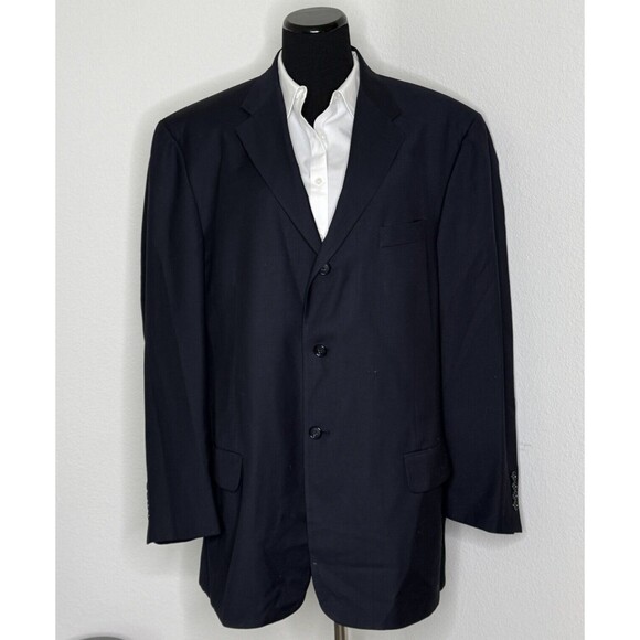 Angelo Rossi Microtech Men’s Size‎ 48R Hand Tailored Navy Blue Blazer - Picture 1 of 13